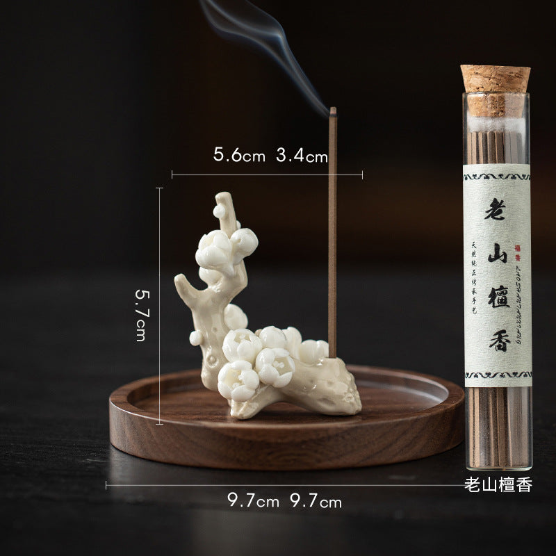 zensoullab Zen Ceramic Plum Blossom Incense Holder Creative Incense Stand Incense Tray Incense Burner Tea Room Study Atmosphere Decor Incense Burner