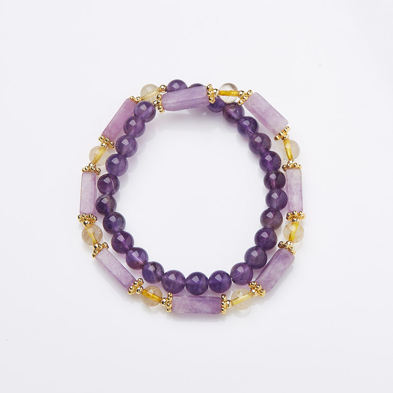 zensoullab Natural Amethyst Bracelet for Women Violet Purple Jade Double Layer Bracelet Purple Crystal Gemstone High-end Bracelet