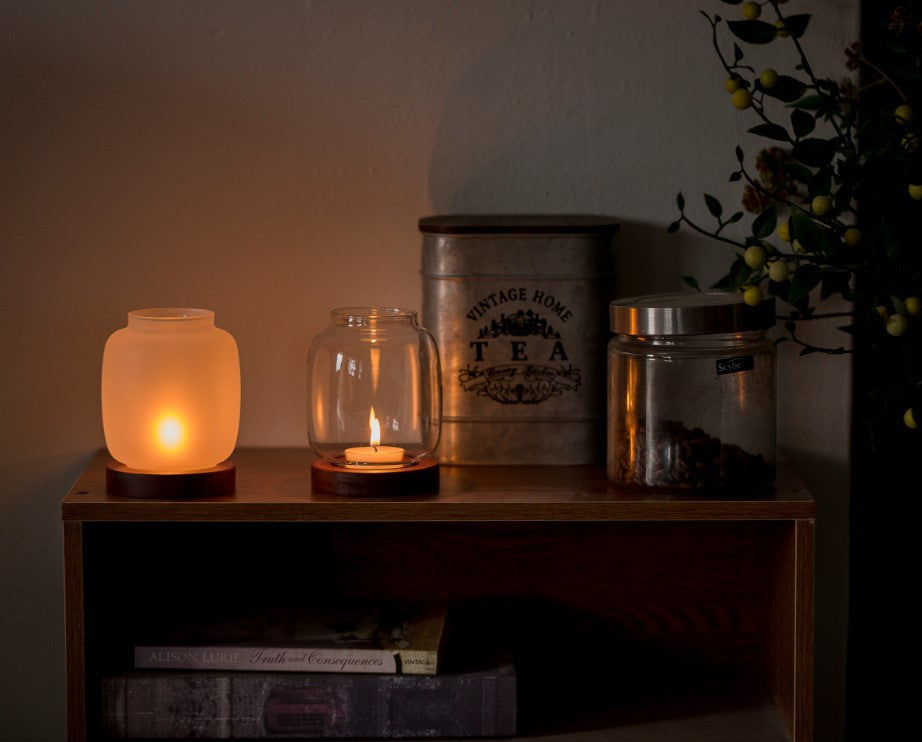 zensoullab Glass Candle Holder Ornament Home Chinese Style Aromatherapy Wax Wind Cover Vintage Special Electronic Small Candle Light Romantic Zen Light Luxury