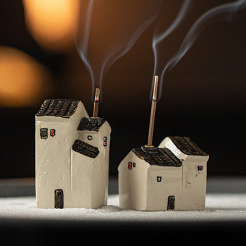 zensoullab Jiangnan Style Ceramic Mini Small House Incense Socket Zen Tea Room Tea Table Ancient Style Small Incense Burner Incense Holder Ornament