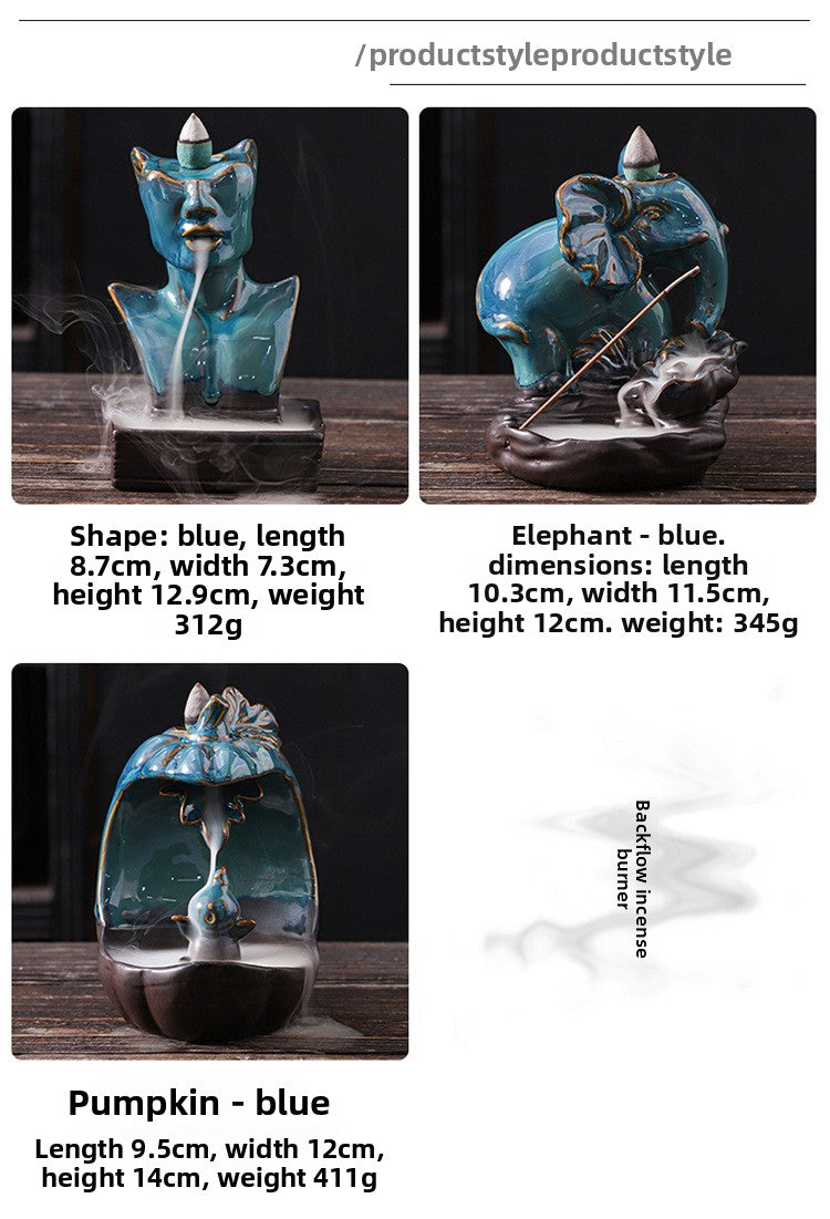 zensoullab Ceramic Beauty Statue Backflow Incense Burner Creative Beauty Elephant Sandalwood Burner Smoke Backflow Home Decor