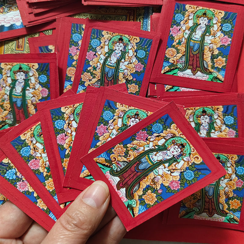 zensoullab Nepal Hand-painted Moli Branchi Tian Vajrasattva Thangka Tibetan Buddha Statue Bodhisattva Thangka Gawu Box Necklace Pendant