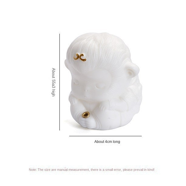 zensoullab Creative Cute Monkey Ceramic Aromatherapy Burner Ornament Soft Adorable Tea Pet Monkey Home Indoor Living Room Incense Holder