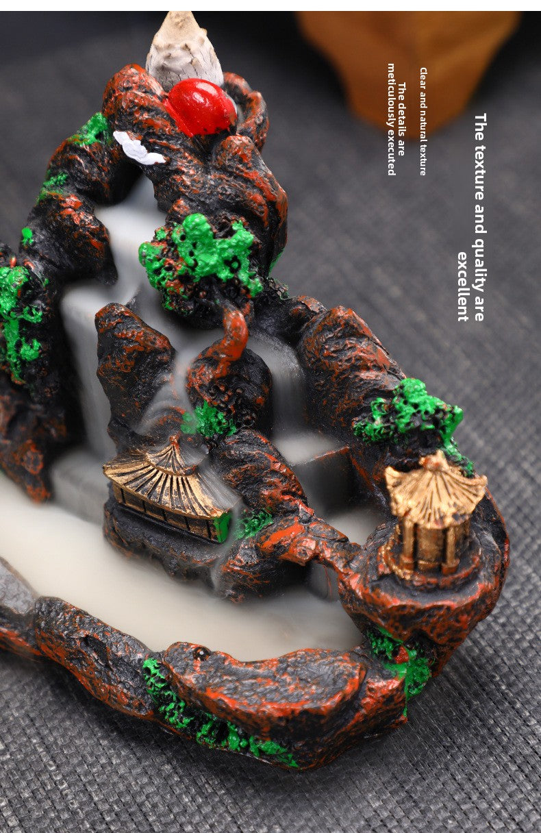 zensoullab Large Backflow Incense Burner Mountain Water Purple Aura Resin Craft Personalized Ornament Agarwood Sandalwood Chinese Incense Tube