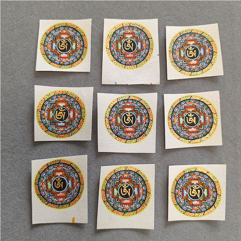 zensoullab Nepal Hand-painted Six-Word Mantra Scripture Altar Offering Thangka Round Gawu Box Guanyin Small Thangka Painting Necklace Pendant