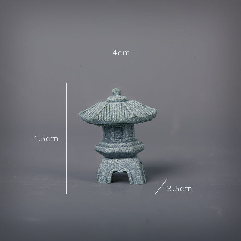 zensoullab Artificial Landscape Stone Lantern Small Stone Pavilion Ornament Home Entrance Pavilion Decoration Gardening Flower Bonsai Landscaping Decoration