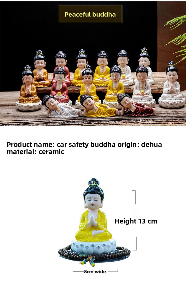 zensoullab Creative Buddhist Car Perfume Ornament Ceramic Cute Guanyin Bodhisattva Peace Buddha Statue Maitreya Buddha Car Accessories