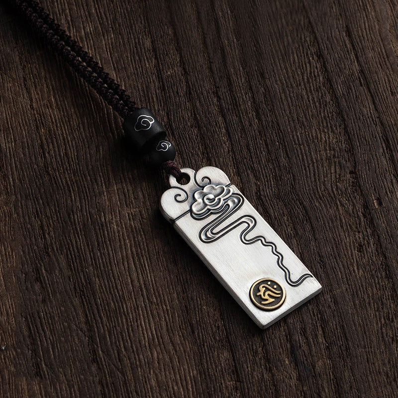 Zensoullab Thai Silver Solid Auspicious Cloud Zodiac Life Statue Pendant Men's Necklace Girls Valentine's Day Gift for Girlfriend