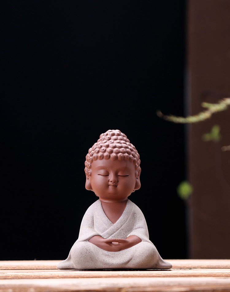 zensoullab Premium Handmade Purple Clay Buddha Tea Pet Tea Ceremony Tea Tray Accessories Car Dashboard Decoration Home Zen Ornament
