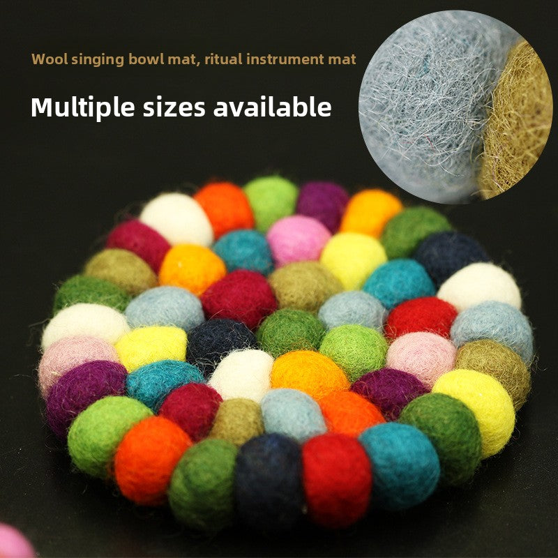 zensoullab Nepal Handmade Wool Felt Mat Round Ball Wool Ball Mat Bowl Mat Coaster Incense Burner Ritual Tool Mat Direct Supply