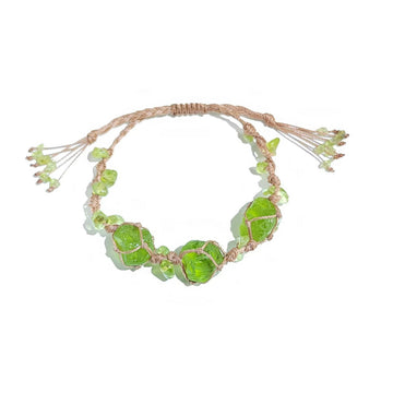 zensoullab Green Forest Fairy Garland Forest Style Handmade Crystal Peridot Bracelet