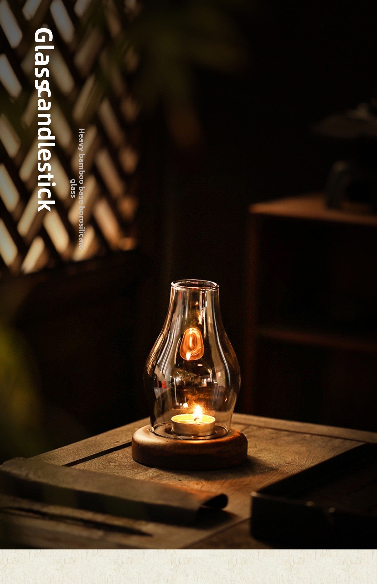 zensoullab Japanese Style Glass Candle Holder Creative Ornament Candle Romantic Home Zen Retro Aromatherapy Windproof Table Cover Desktop Decoration