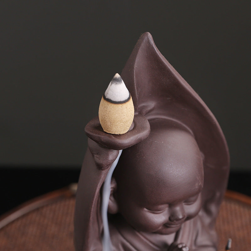 zensoullab Purple Clay Sandalwood Incense Burner Craft Ornament Original Xiangyun Little Monk Incense Holder Waterfall Backflow Incense Burner