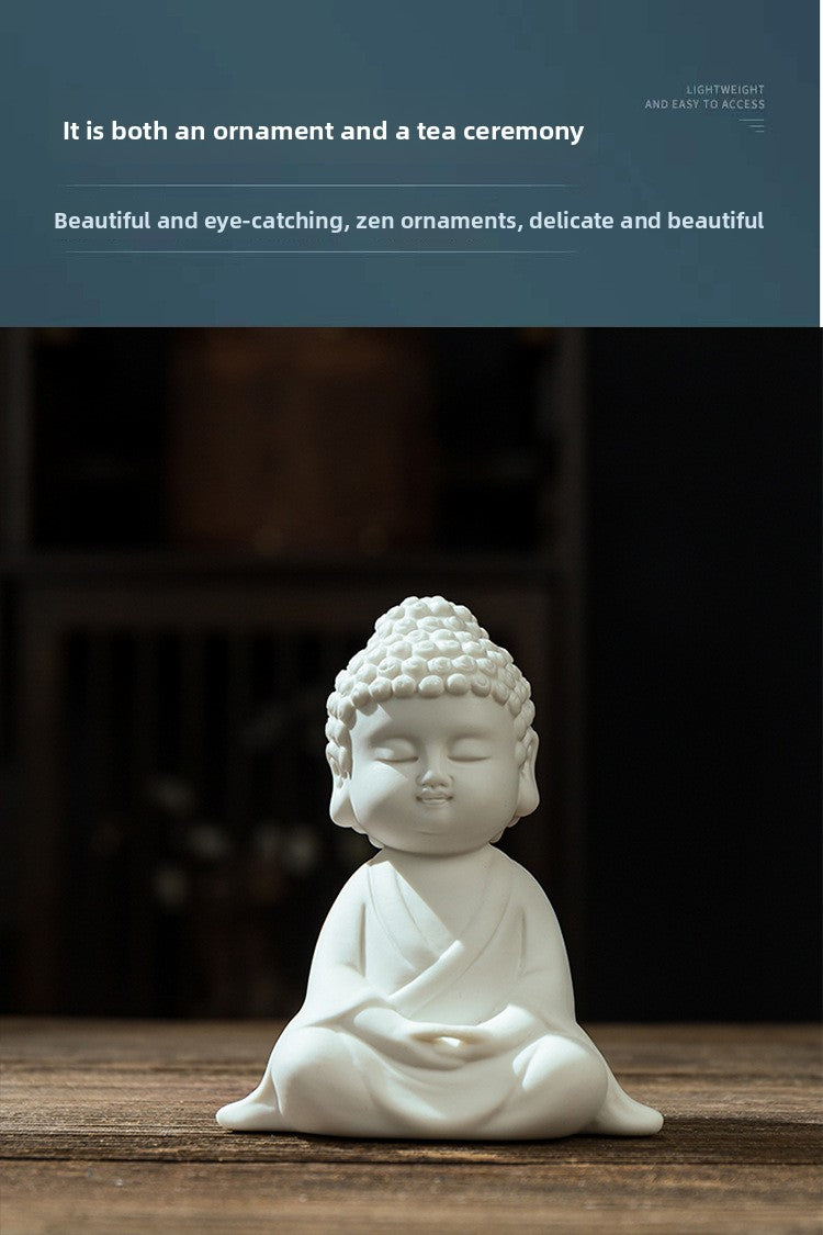 zensoullab Creative Ceramic Buddha Statue New Chinese Style Living Room TV Cabinet Entrance Hall Buddha Shrine Desktop Zen Peace Car Ornament