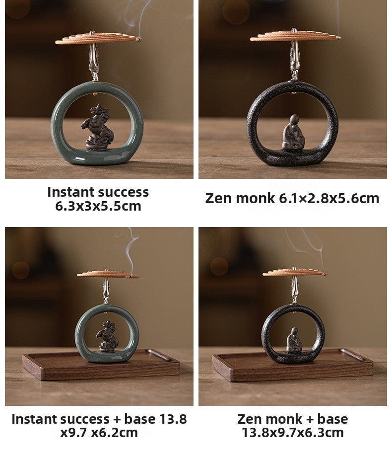 zensoullab Zen Style Small Monk Incense Holder Creative Dual-use Coil Incense Burner Incense Burner for Home Indoor Sandalwood Agarwood Incense Burner Ornament