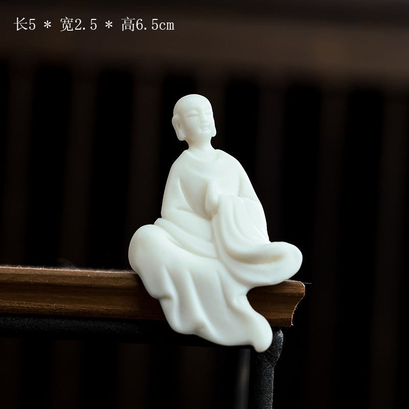 zensoullab Mini Fingertip Small Buddha Ceramic Little Monk Ornament Micro Landscape Tea Room Fish Tank Decoration Formless Buddha Zen Small Figure