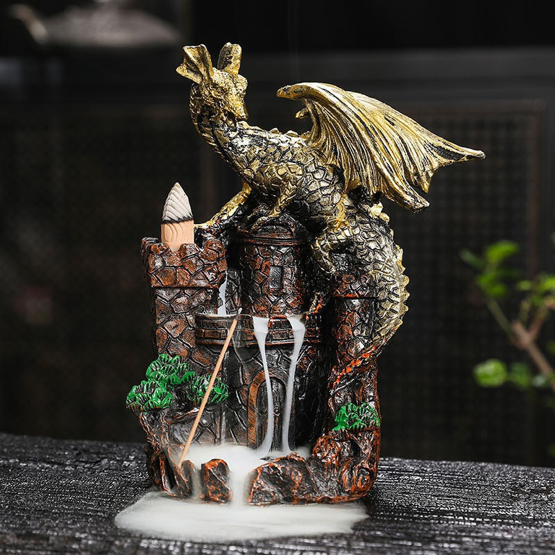 zensoullab Fake Mountain Water Flowing Wealth Ornament Home Desktop Resin Decoration Gift Housewarming Opening Living Room Wealth-Attracting Backflow Incense Burner