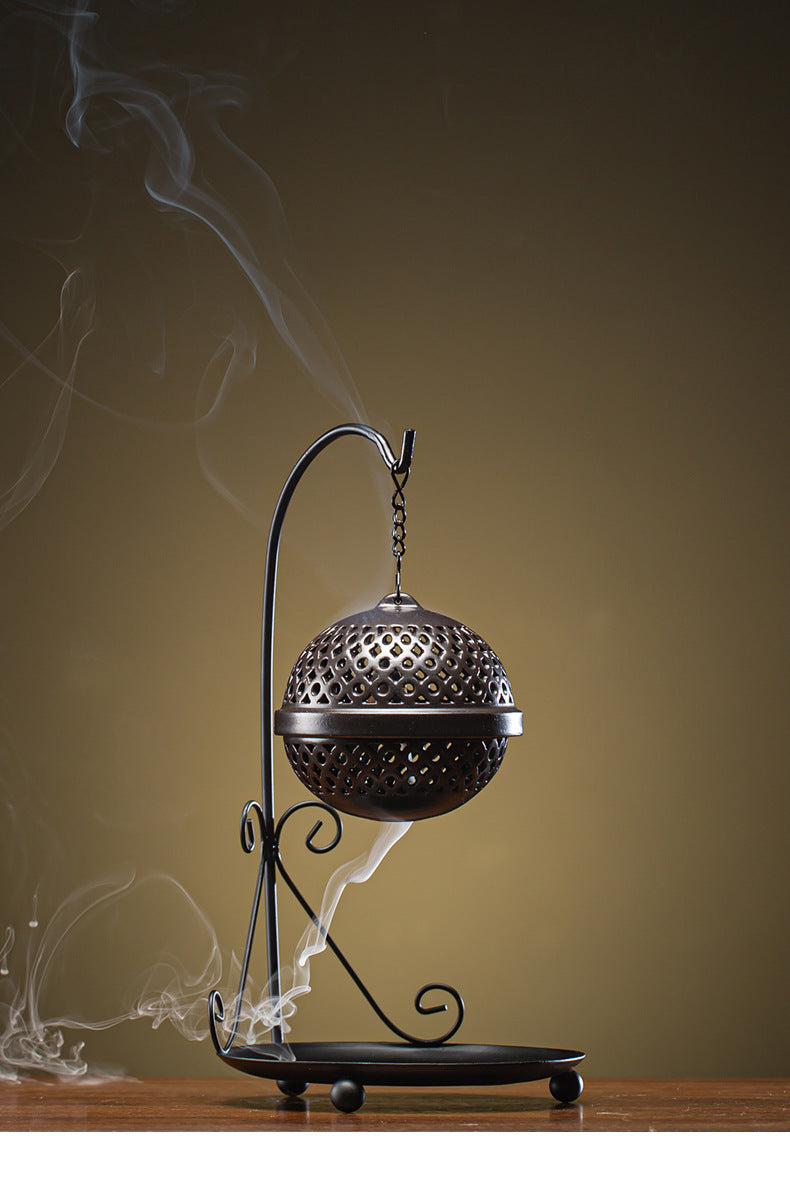 zensoullab Zen Hollow Backflow Incense Burner Aromatherapy Ball Hanging Burner Home Tea Ceremony Indoor Hanging Incense Holder Creative Ornament