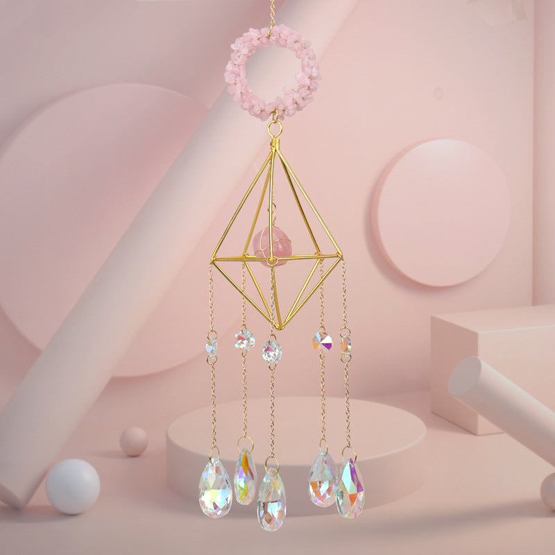 zensoullab Sun Catcher Crystal Air Frame Round Pendant Light Garden Decoration Pendant Light Crystal Hanging Ornament T18