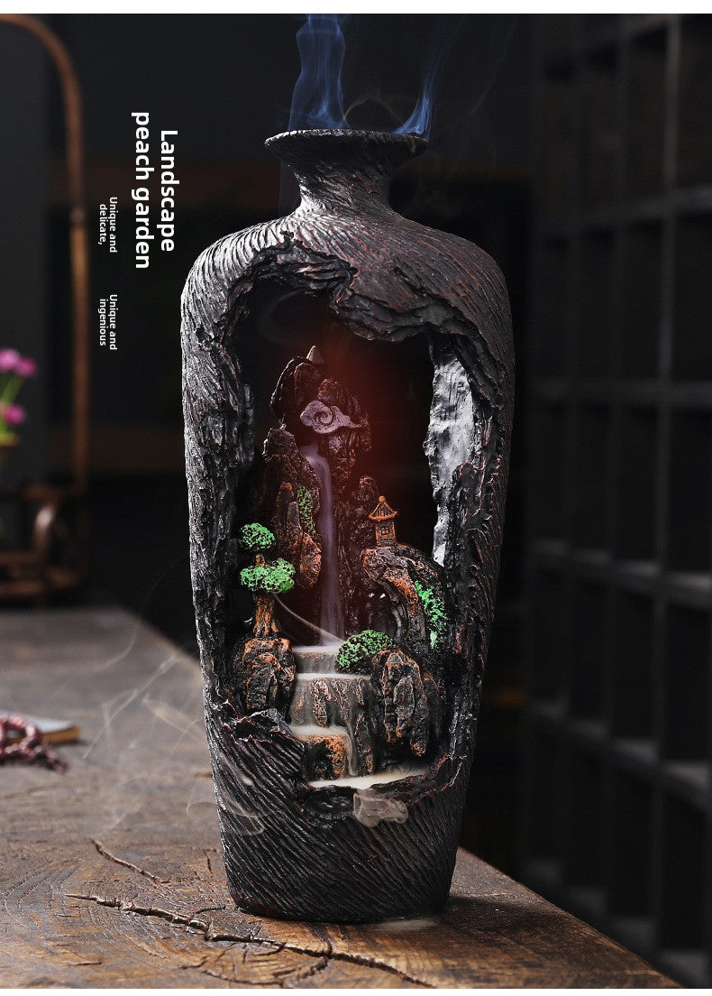 New Resin Backflow Incense Burner Creative Mountain Water Flow Incense Burner Home Decor Backflow Incense Original