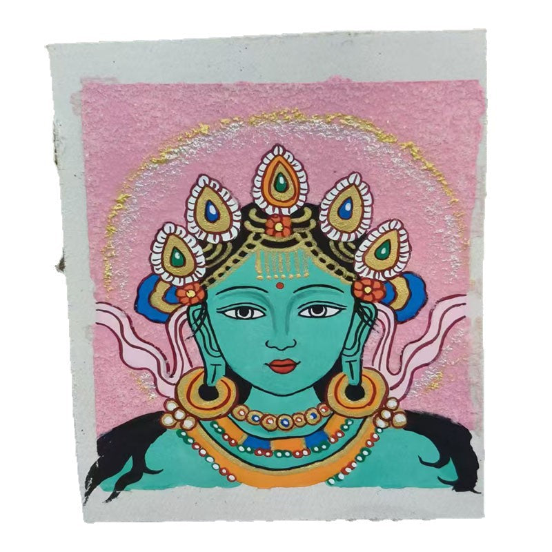 zensoullab Thangka Hand-painted Small Thangka Past and Present Life Zaki Ram Green Tara Yellow Wealth God Manjushri Four-armed Guanyin Small Pendant