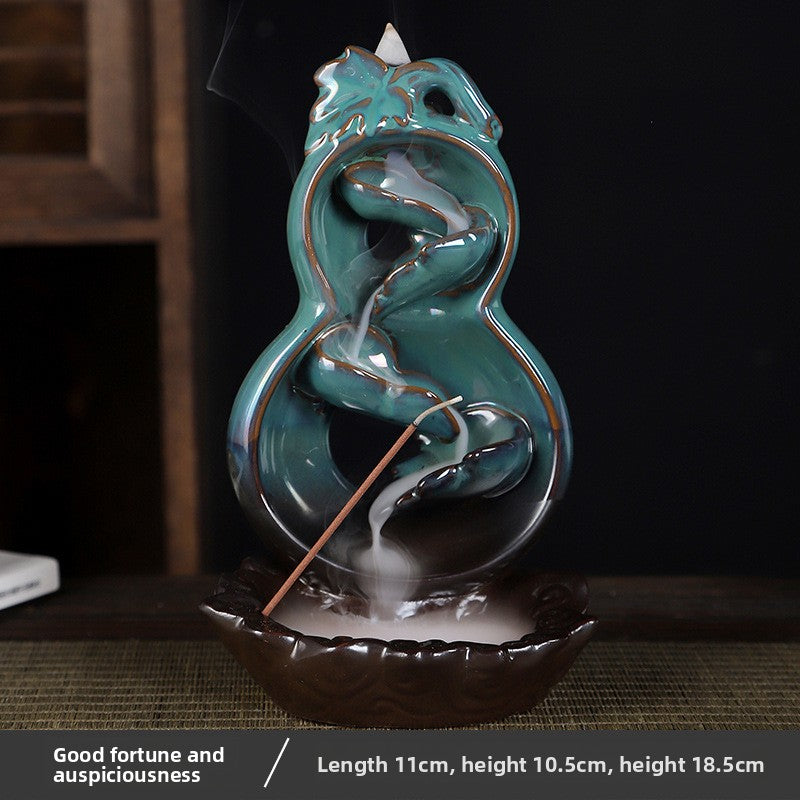 zensoullab Two-Faced Backflow Incense Burner Ceramic Mountain Water Flow Incense Burner Ceramic Incense Holder Office Creative Ornament