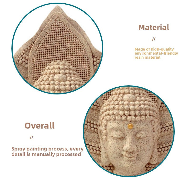 zensoullab New Chinese Style Buddha Statue Ornament Resin Painted Gold-Plated Small Buddha Statue Retro Zen Buddha Head Home Tea Room Decoration