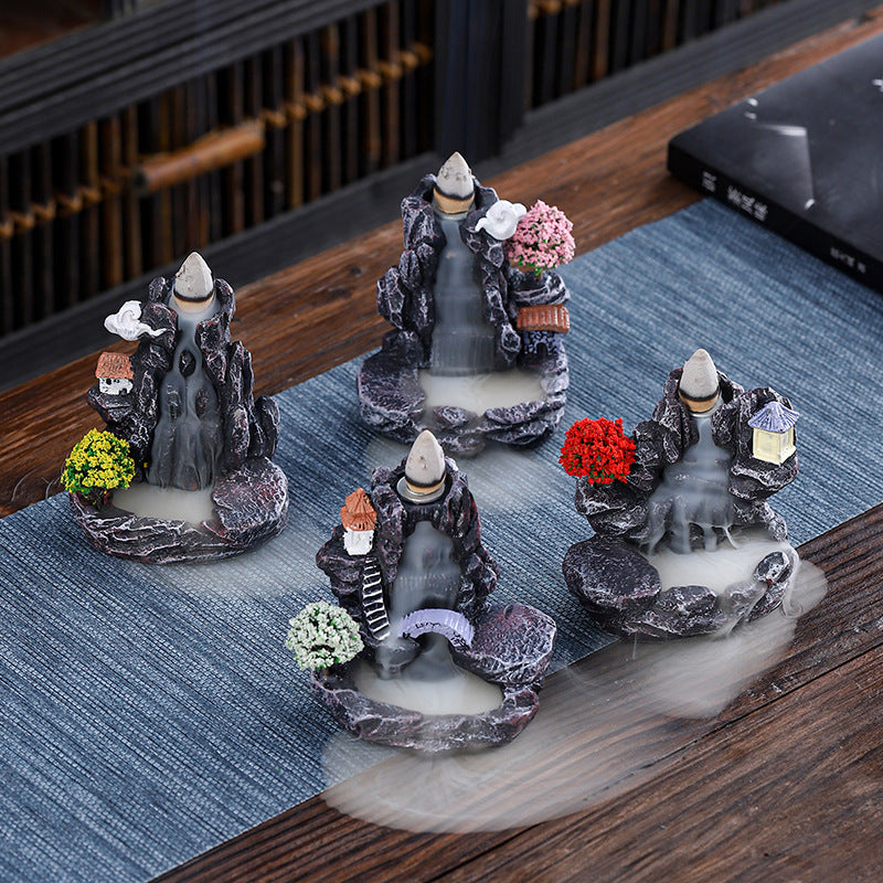 zensoullab Resin Backflow Incense Burner Small Creative Home Aromatherapy Burner Decorative Smoke Sandalwood Incense Burner