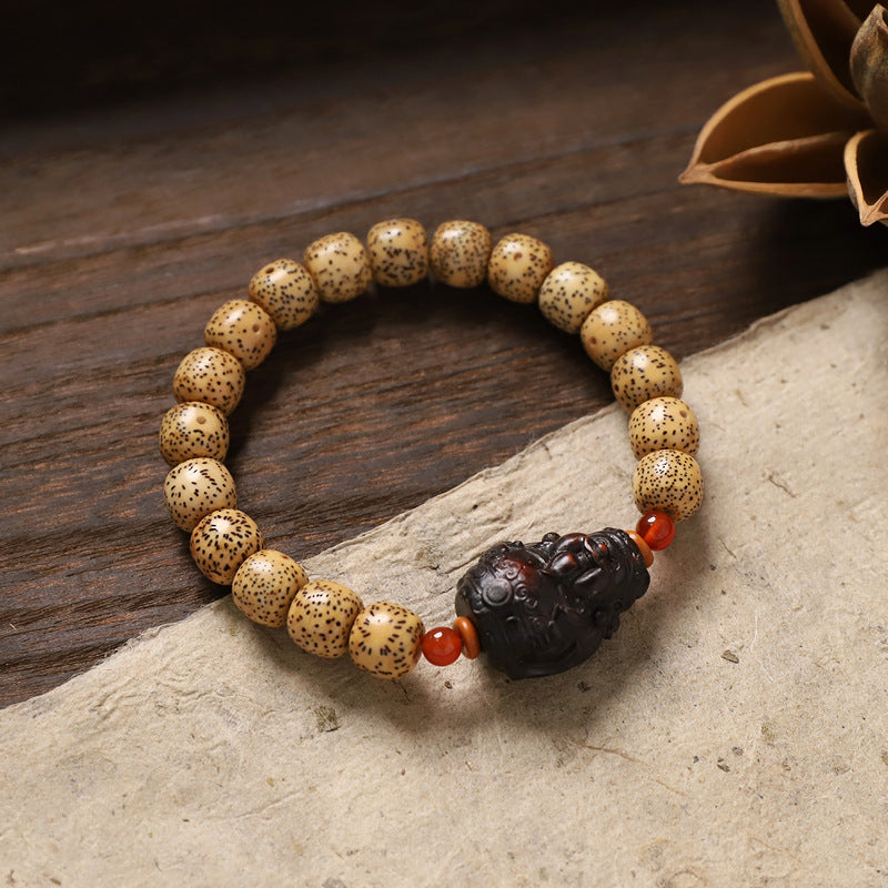 zensoullab Original Design Star Moon Bodhi Single Circle Bracelet Chicken Fat Yellow Multi-Treasure Retro New Chinese Style Unisex Cultural Play Beads Bracelet