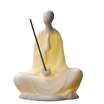 zensoullab Zen Ceramic Formless Buddha Entrance Study Creative Ornament White Porcelain Little Monk Incense Holder Tea Table Living Room Creative Ornament