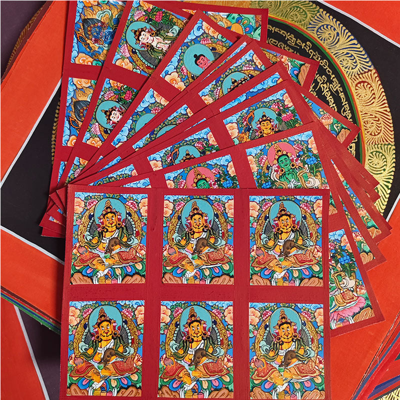 zensoullab Nepal Hand-painted Small Thangka Twelve Zodiac Guardian Buddha Manjushri Yellow God of Wealth Green Tara Gau Box Pendant