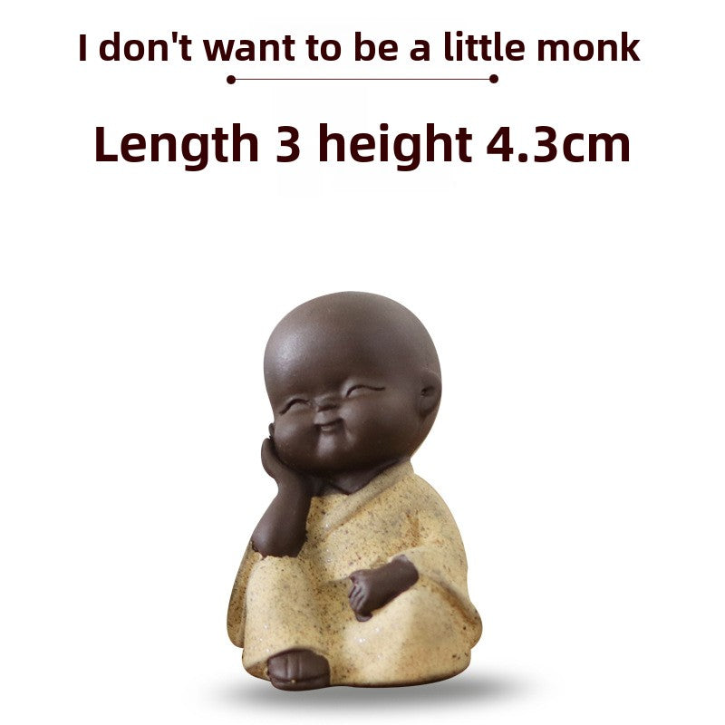 zensoullab Mini Cute Purple Clay Little Monk Tea Pet Ceramic Four Little Sha Mi Succulent Plant Decoration Creative Home Ornament
