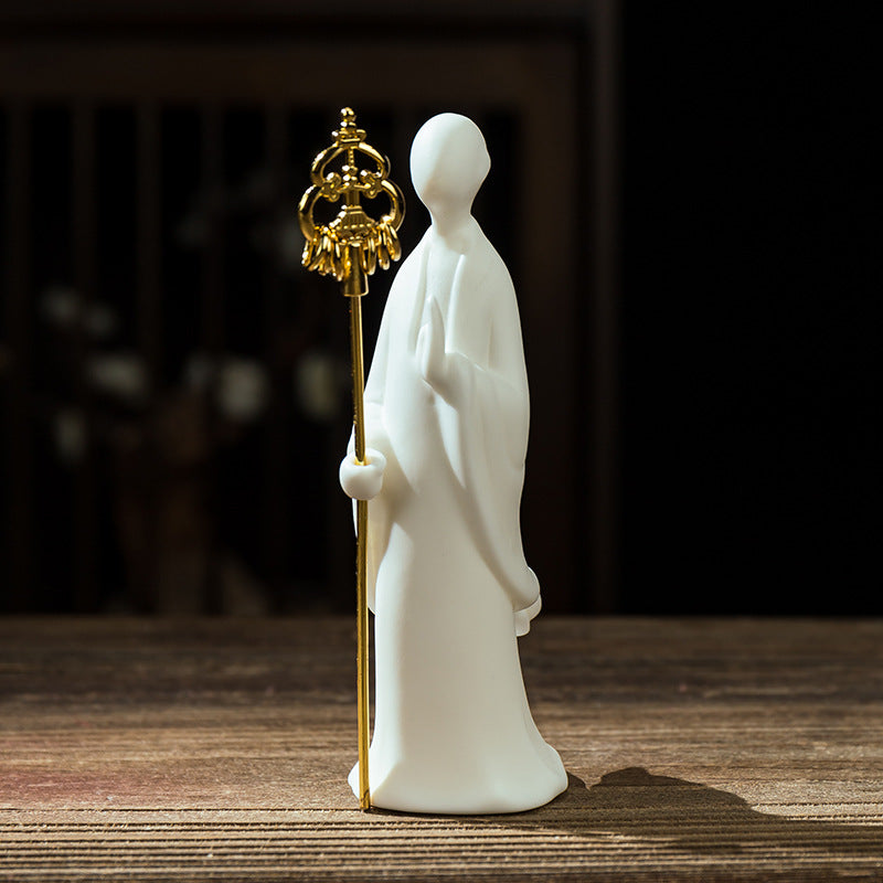 zensoullab Zen White Porcelain Formless Buddha Figurine Ceramic Small Figure Desktop Potted Plant Fish Tank Landscaping Home Living Room Entrance Decoration