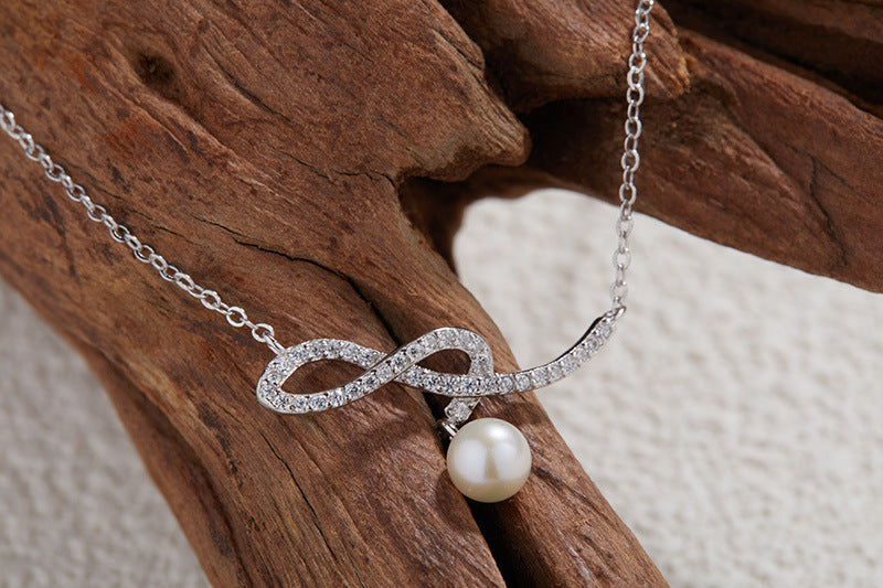 zensoullabins Style Natural Pearl Music Note Necklace Women's Jewelry S925 Sterling Silver Necklace Accessories