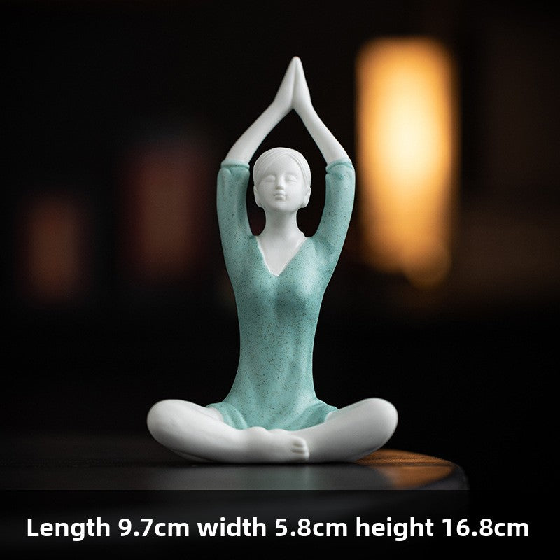 zensoullab Simple Ceramic Crafts Purple Clay Yoga Girl Modern Ornament Creative Figure Artwork Yoga Studio Gift