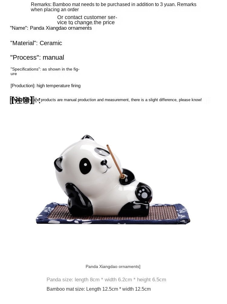 zensoullab Creative Cute Panda Hand-painted Ceramic Ornament Tea Pet Home Indoor Sandalwood Incense Holder Incense Tray Incense Stand