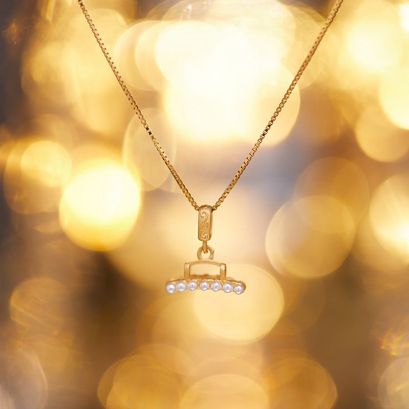 zensoullab Hot Sale S925 Sterling Silver Ancient Gold Inlaid Dopamine Freshwater Pearl Necklace for Women Niche High-end Feel