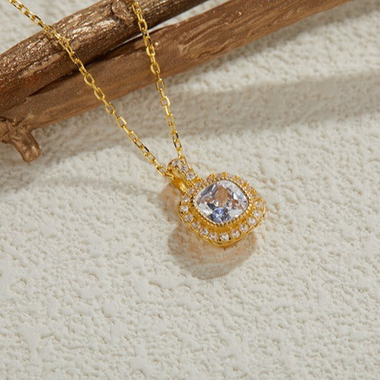 zensoullab Sugar Cube Zirconia Full Diamond Luxury Pendant S925 Sterling Silver Necklace for Women Simple Clavicle Chain Jewelry