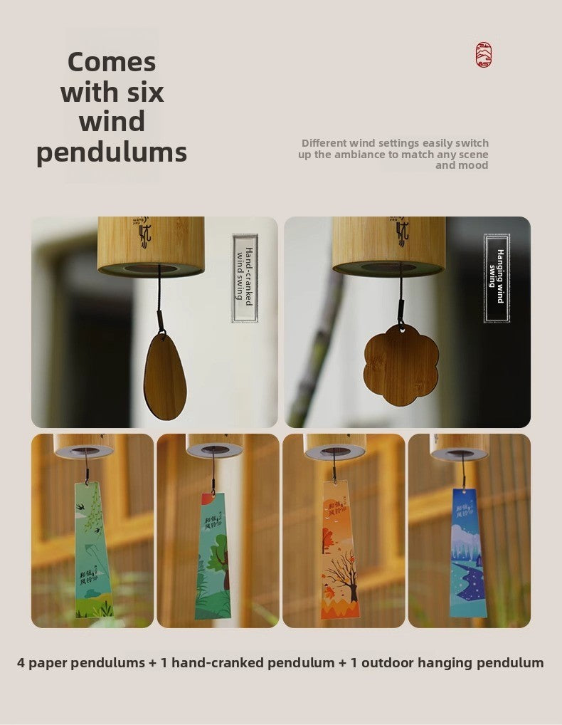 zensoullab Lu Ruzhu Bamboo Wind Chime Chord Japanese Retro Bell Yoga Balcony Outdoor Four Seasons Healing Home Decoration Pendant