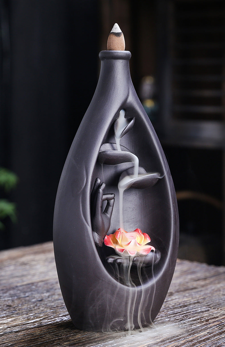 zensoullab Purple Clay Backflow Incense Burner Special for Creative Large Bottle Left and Right Feng Yuan Waterfall Backflow Incense Burner