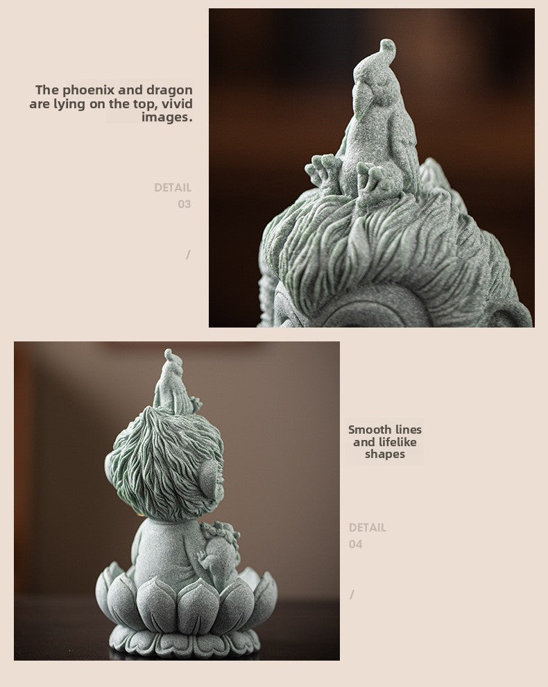 zensoullab Zen Style Chinese Qingsha Cultural Creative Great Sage Wukong Desktop Ornament Creative Home Living Room Fish Tank Landscaping Decoration Display