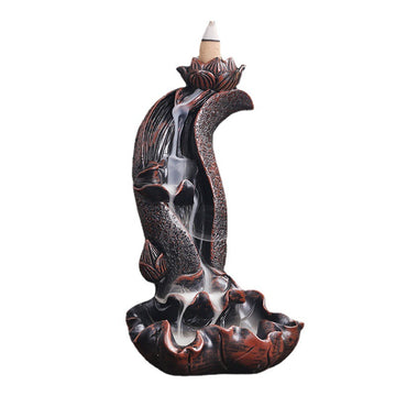 zensoullab Selected Resin Alpine Water Backflow Incense Burner Creative Lotus Leaf Lotus Backflow Sandalwood Burner Home Decor