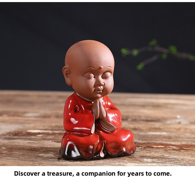 zensoullab Zen Purple Clay Blessing Little Monk Tea Pet Creative Ceramic Kung Fu Tea Tea Set Accessories Chinese Home Decoration
