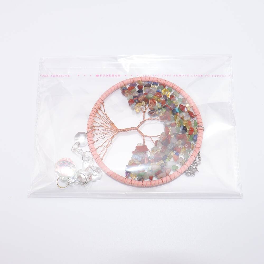 zensoullab Crystal Sun Catcher Car Hanging Woven Fortune Tree Life Tree Car Ornament Car Hanging Crystal Wind Chime Decoration
