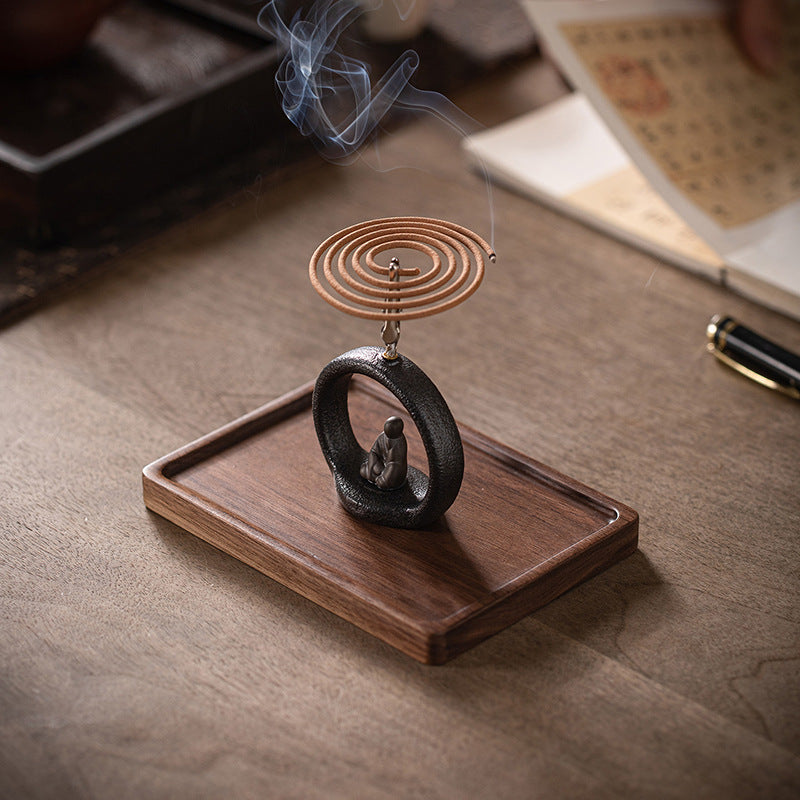 zensoullab Zen Style Small Monk Incense Holder Creative Dual-use Coil Incense Burner Incense Burner for Home Indoor Sandalwood Agarwood Incense Burner Ornament