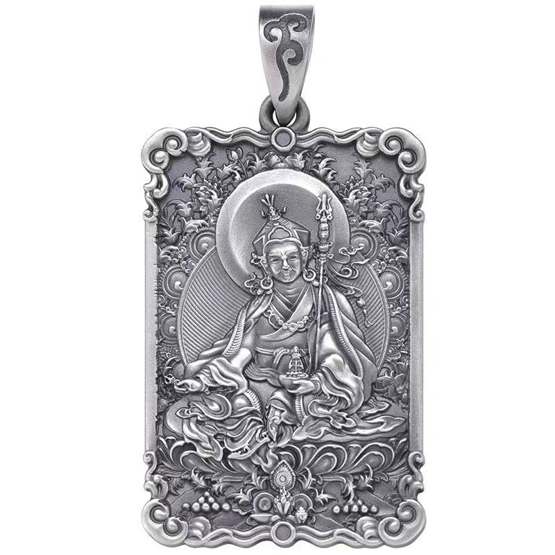 Zensoullab Men's Accessories Padmasambhava Pendant Men Silver Plated Solid Retro Distressed Amulet Lotus Master Men's Ornament