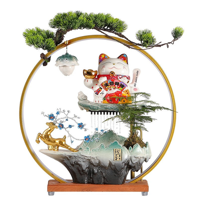 zensoullab Lucky Cat Flowing Water Wealth-Attracting Ornament Circulating Water Living Room Desktop Decoration