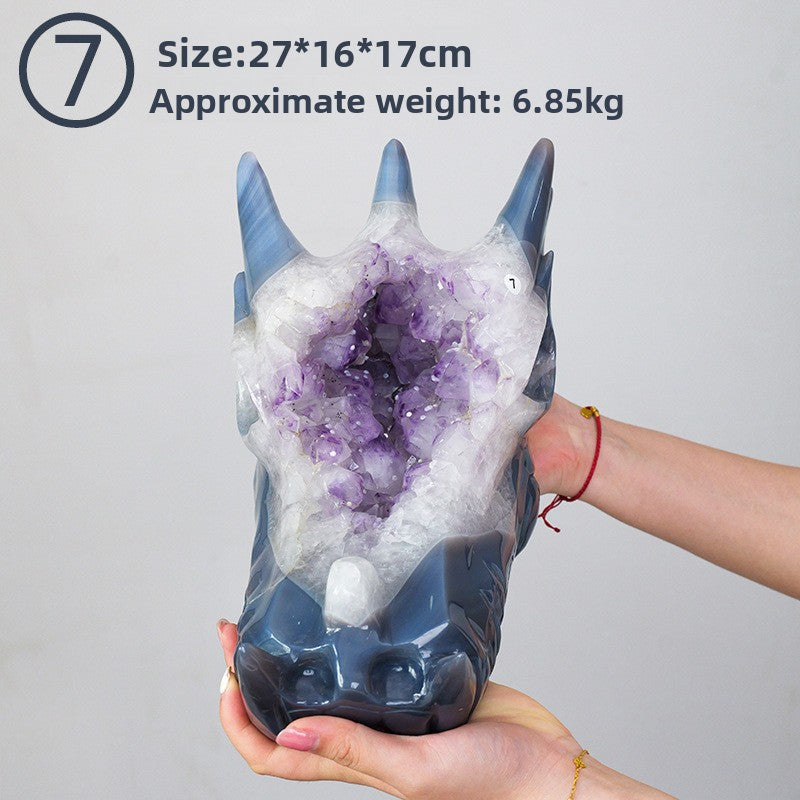 zensoullab Natural Crystal Faucet Ornament Agate Geode Hand-Carved Piece Raw Stone Polished Crystal Craft Desktop Decoration