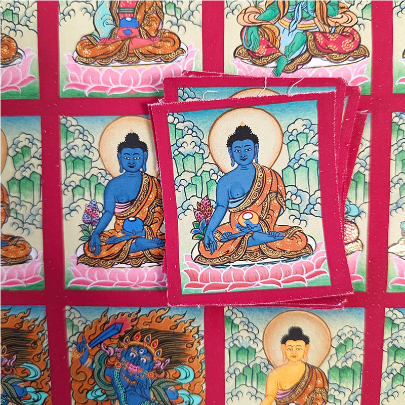 zensoullab Nepal Hand-painted Zodiac Birth Buddha Thangka Manjushri Yellow God of Wealth Green Tara Portable Gau Box Small Thangka Pendant