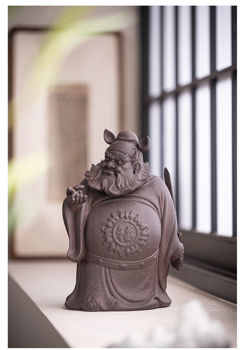 zensoullab Zen Style Chinese Purple Clay Zhongkui Blessing Figurine Creative Home Living Room Study Entrance Craft Decoration Ornament